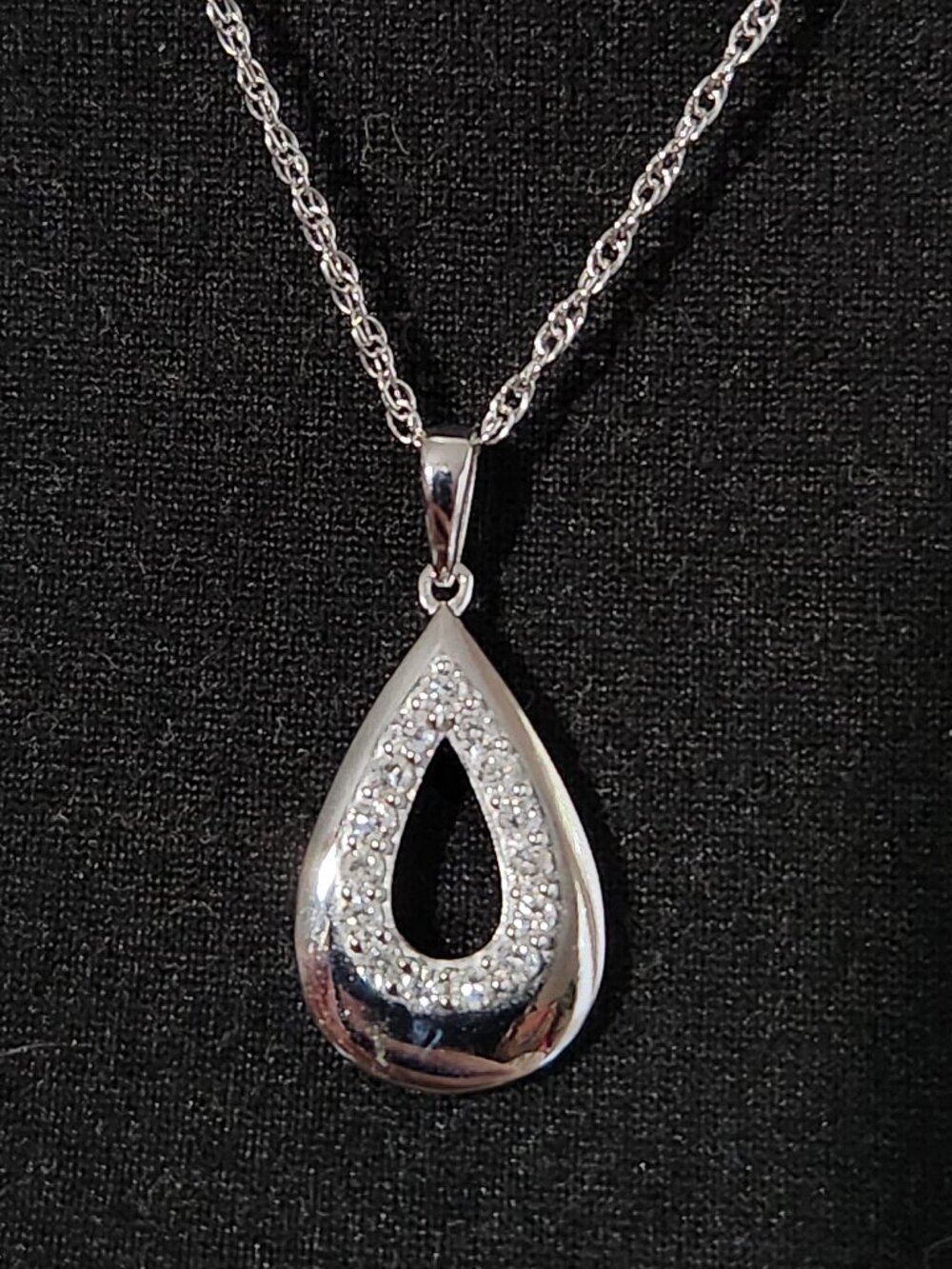 Estate 0.25 CTW F/SI1 Natural Diamond Teardrop 925 Necklace 18" NWOT